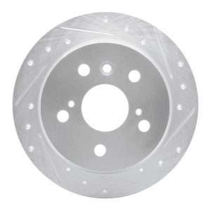 Lexus ES330 Brake Rotor (1) - Rear Right - R1 Concepts - Drilled & Slotted - Silver - `02-`08